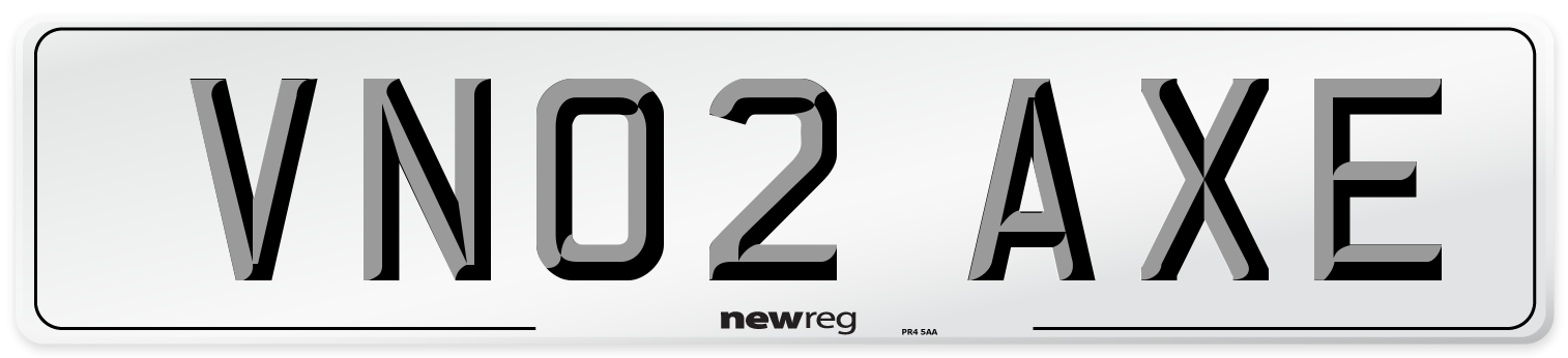 VN02 AXE Number Plate from New Reg